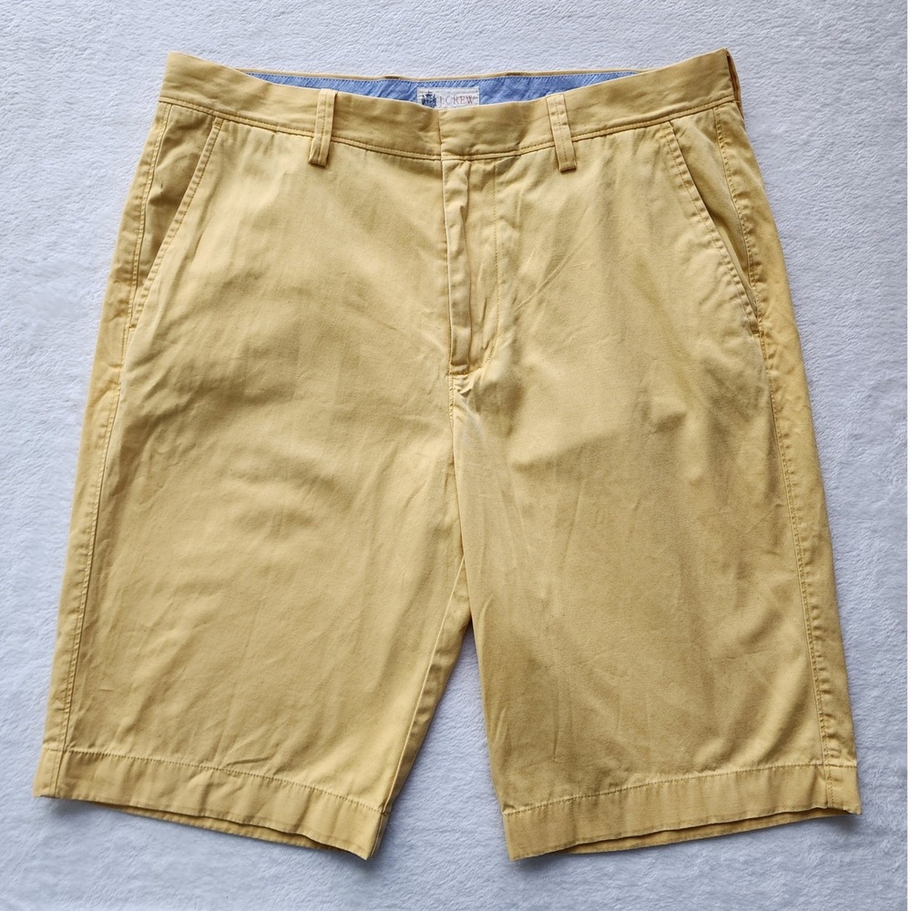J Crew Chino Shorts Mens 32 Yellow Cotton Casual Summer Preppy Happy Bright Fun